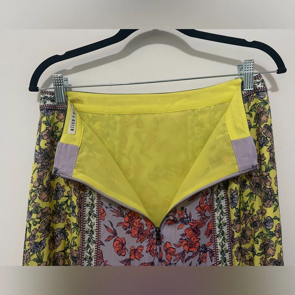 Alice + Olivia Athena midi floral swingy viscose skirt w/ slits -8 (fits like 6) - Picture 9 of 16